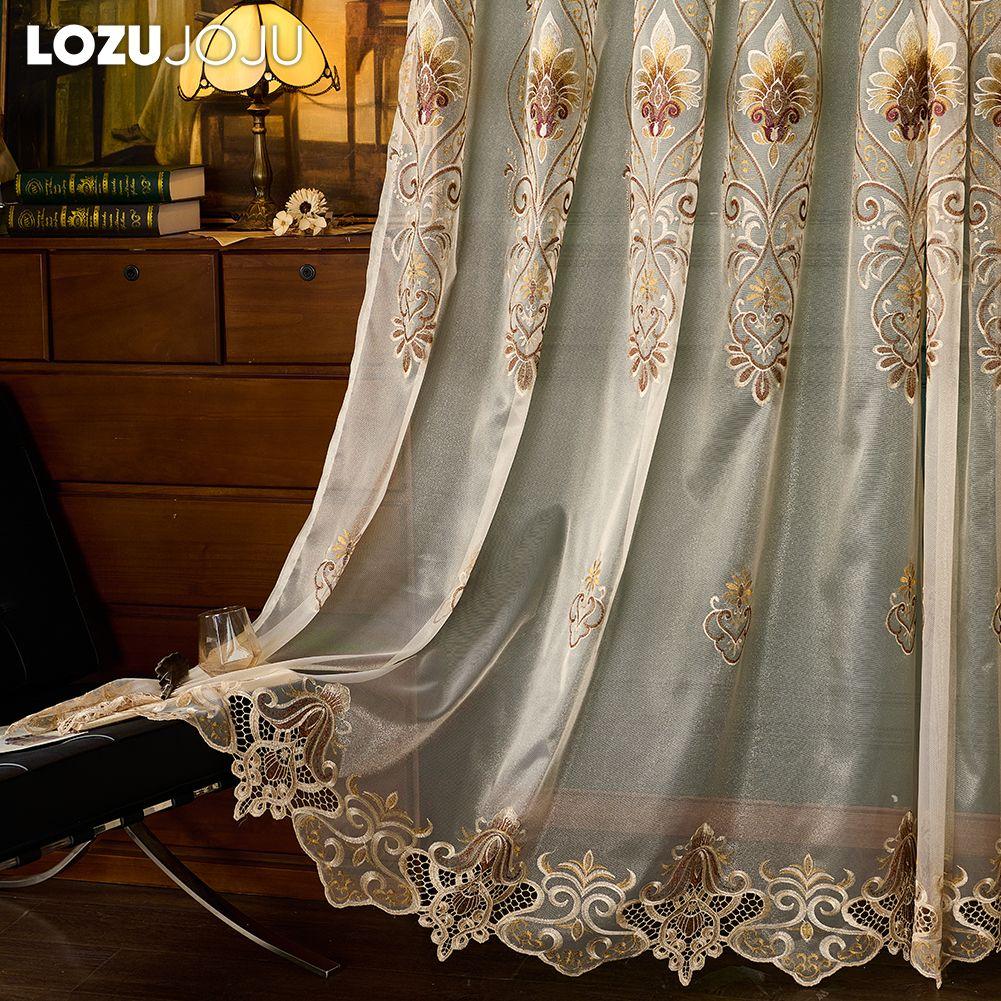 1PC LOZUJOJU European Style High-end Tulle Embroidered Sheer Curtains for Living Room Bedroom Balcony Window Home Decor