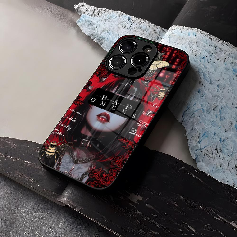 

Чехол для телефона Плохие предзнаменования для iPhone 15 13 14 16 12 11 Pro XS Max Plus Mini X XR SE2020 Закаленное стекло Coque iPhone11Pro