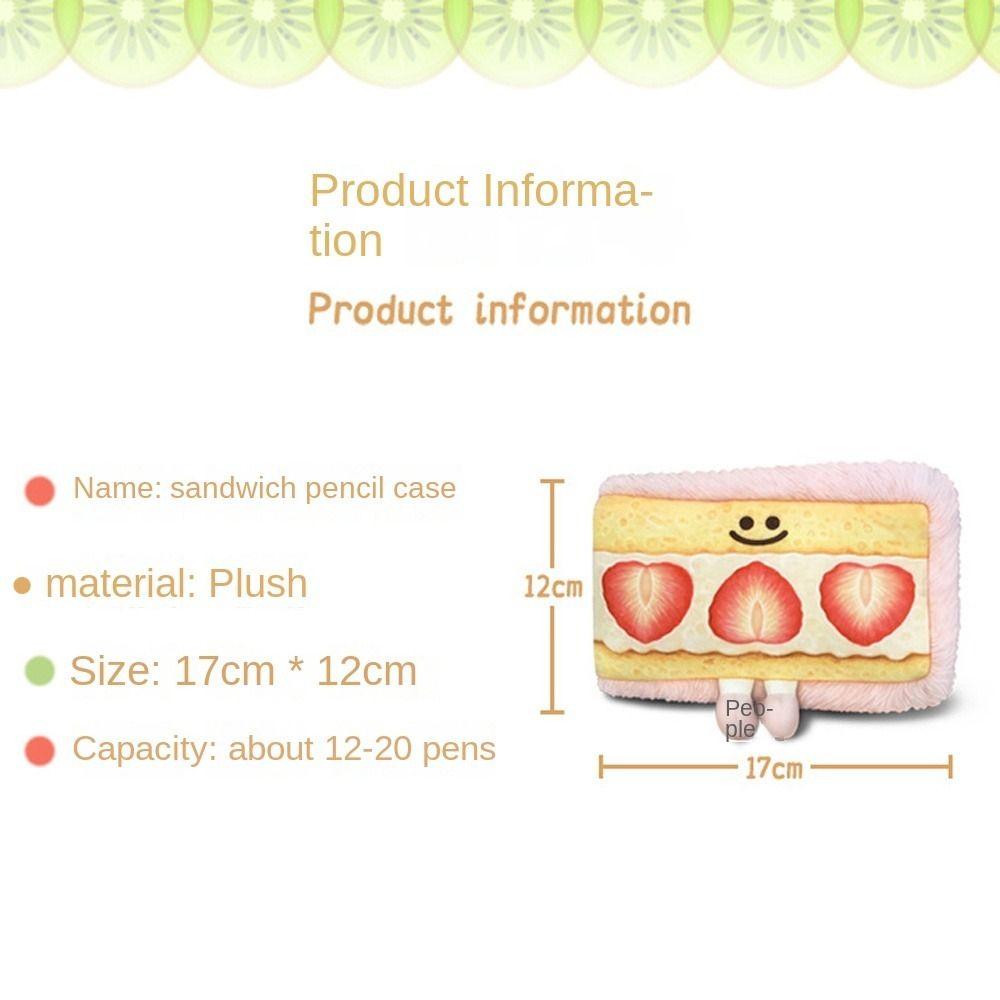 Large Capacity Sandwich Pencil Case Bread Plush Pencil Cases Plush Pencil Bag  Stationery