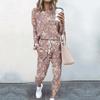 High-End Fashion Sports Sweater Set Women'S Autumn Loose Casual Long-Sleeved Printed Top Bundle Leg Pants Two-Piece Set