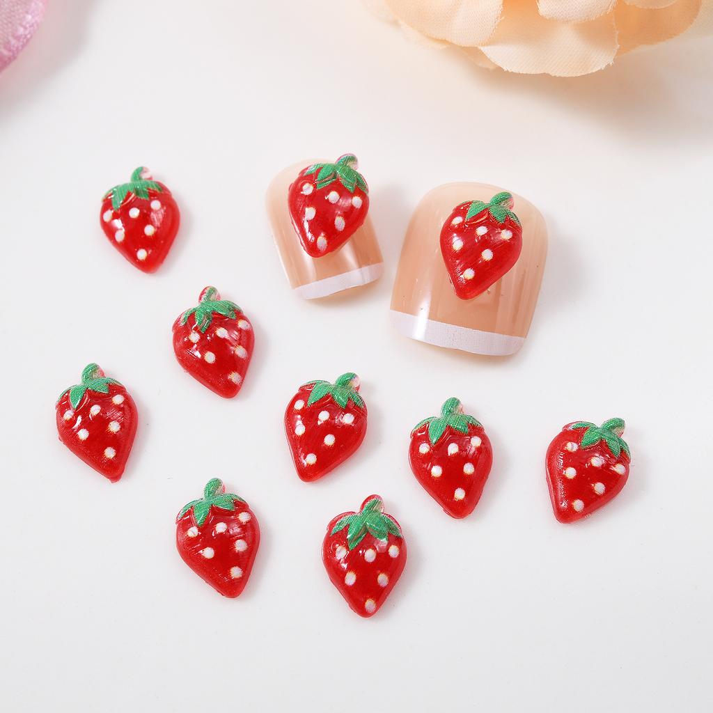 D5 7*11mm Cute 20-100Pcs Mini Strawberry Resin Figurine Crafts Flatback Ornament Jewelry Making Manicure Hairwear Accessories