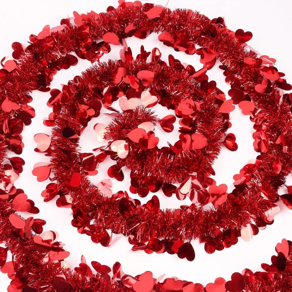 Love Sequins Valentines Garland 2M Hanging Decor Dense Heart Tinsel Garland  Birthday Party
