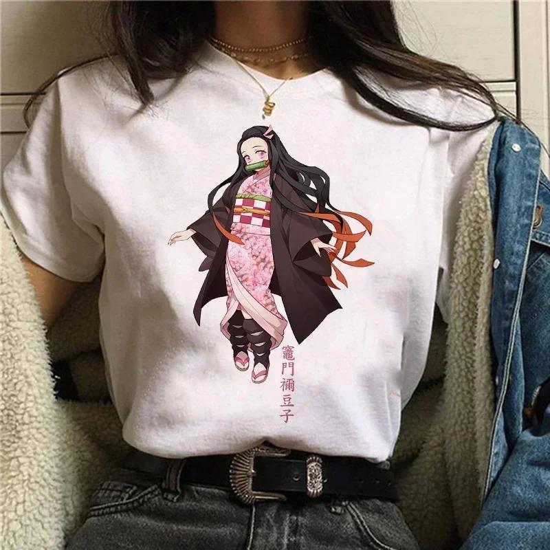 Demon Slayer T Shirt Women Tshirt Female Tanjirou Kamado Graphic Tee Shirt Japanese Anime Manga T-shirt Streetwear Tops Tees