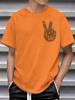 V Gesture Hand Sign Letter Print Men Round Neck Short Tee Ultra Quick Dry Trendy Smooth Light Premium Summer Streetwear Top