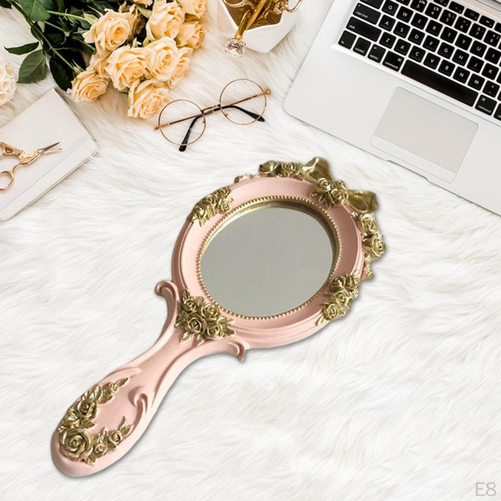 Mirror with Rose Embossing for Make-up, Oval Shape