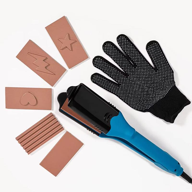 Professional Electric Hair Pattern Popiron 3d Printing 4 Interchangeable Plates Crimping Volumizing Iron Hair Crimper