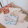 Fresh and Simple Floral Cotton Cloth Small Square Bag Cosmetic Bag Pure Cotton Zipper Liner Bag Clutch Bag