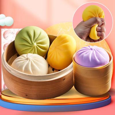 Fake Steamed Bun Toy Realistic Prop Soft TPR Stress Relief Squeeze Ball for Prank Anxiety Relief Fidget Toy