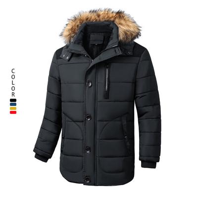 Men Warm Overcoat Outerwear Thick Winter  Men Warm Cotton Jacket Coats Fur Collar Hooded Parka Down Jackets