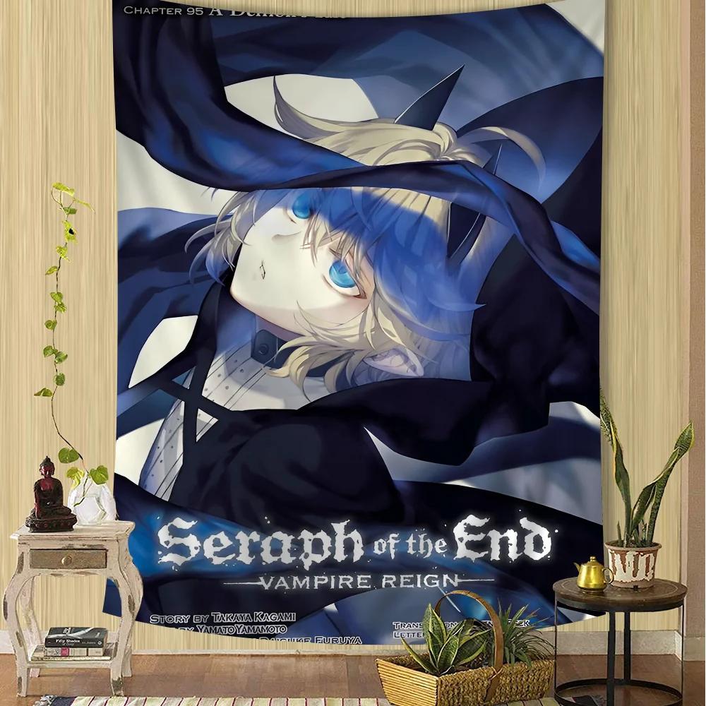 Anime Seraph of The End Printed Large Wall Tapestry Hanging Tarot Hippie Wall Rugs Dorm Home Decor