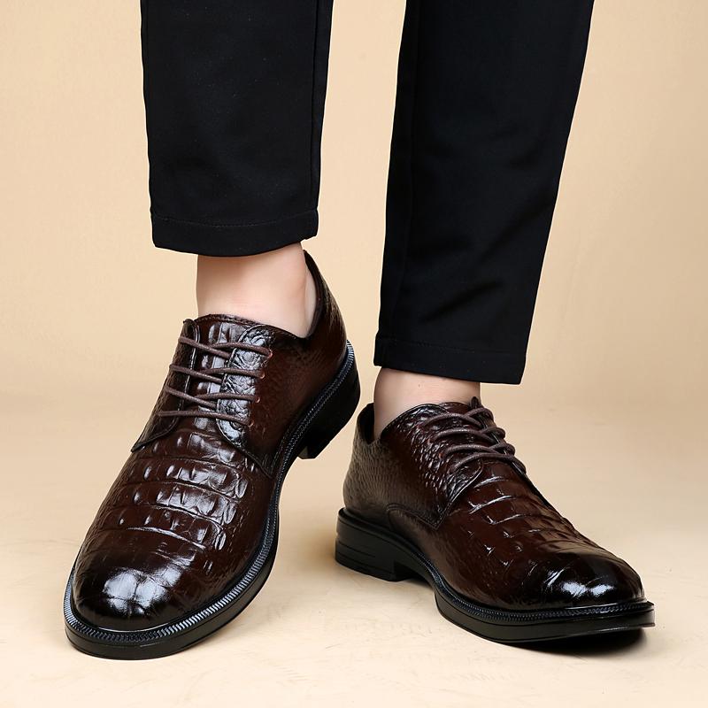 Crocodile Pattern Men Wedding Dress Footwear Lace-Up Men's Outdoor Business Oxfords Shoes Fashion All-match Men Casual Shoes