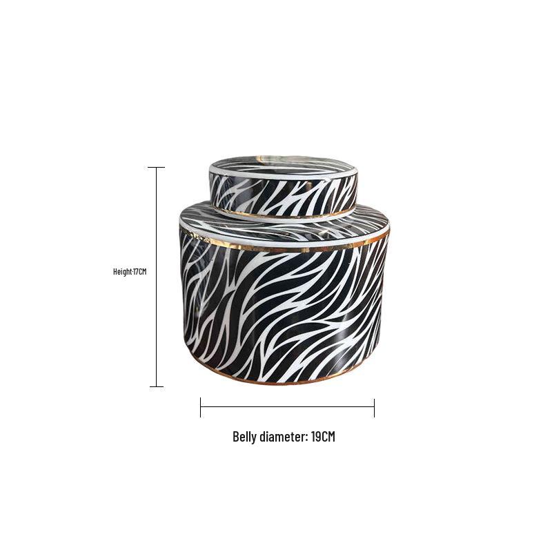 Zebra Pattern Ceramic Vase: Retro Style Decorative Flower Vase for Living Room Desktop