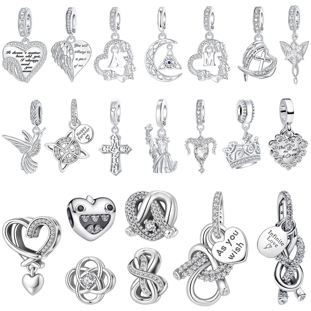 New Original Copper Charms Heart Infinite Symbol Crown Beads Pendants Fit Bracelet Necklace Diy Jewelry Gift