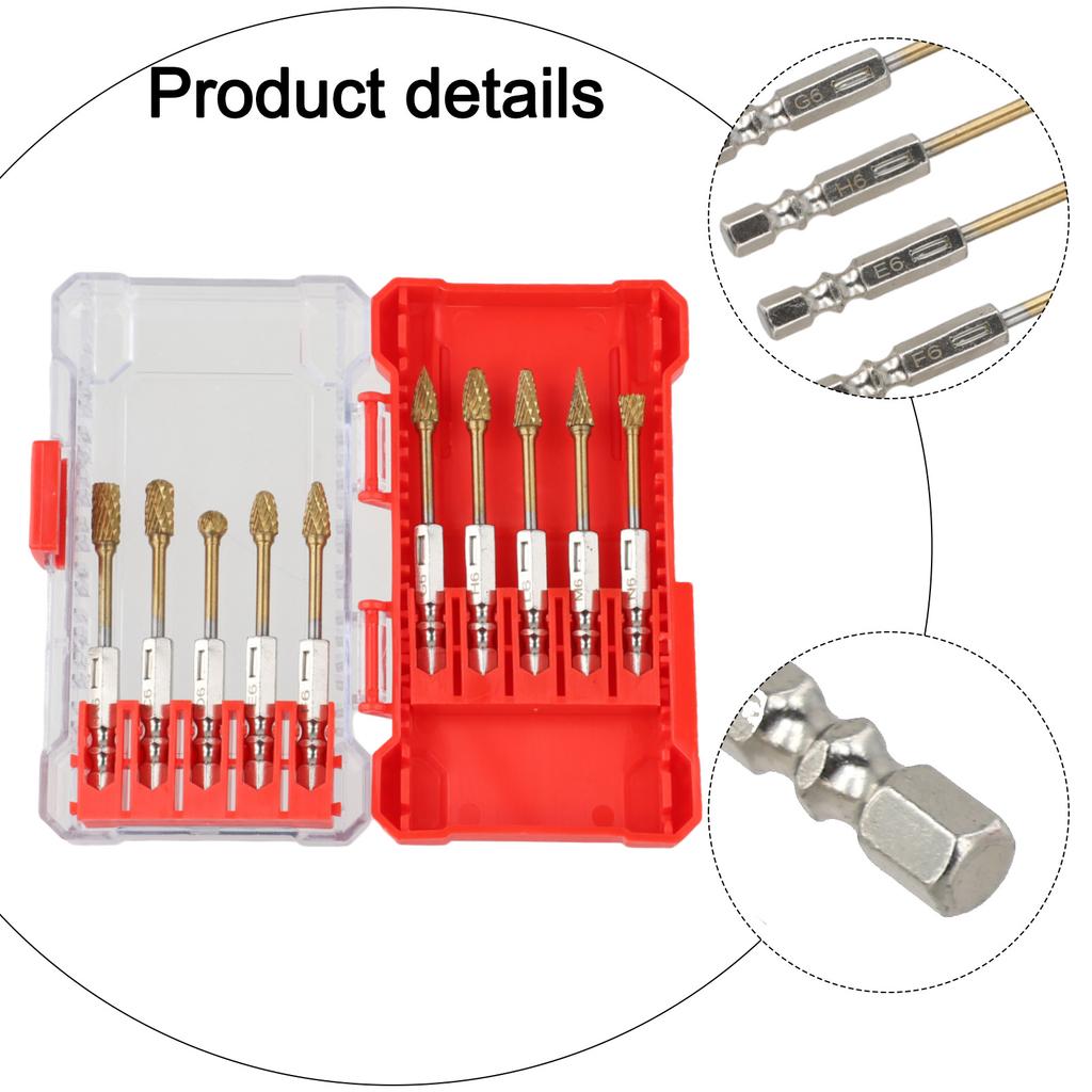 Compact Case Bits Carbide Burr Set 10 Unique Shapes 6.35 Mm Shank Easy Transport Storage Metal Working Accessory