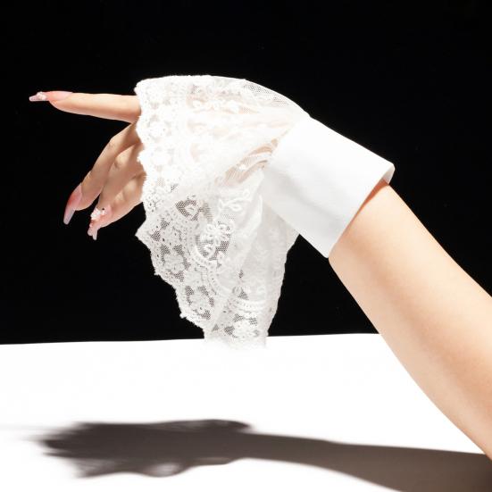 Layering Cuffs for Dresses Detachable Lace Sleeve Women, Elastic Mesh Fake Sleeves Floral Arm Warmers Sweaters Dresses, Wrist Cuffs, Fashion Clothing