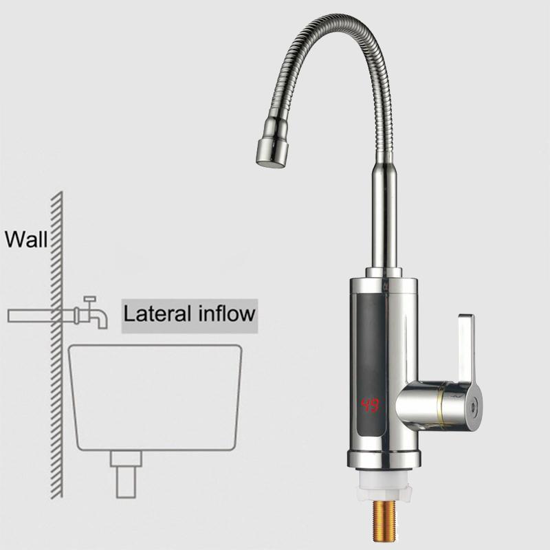Electric Instant Heater Faucet Tap 360Rotation LED Digital Display Hot Water Kitchen Faucet Tankless Hot Cold Mixer Tap 3000W