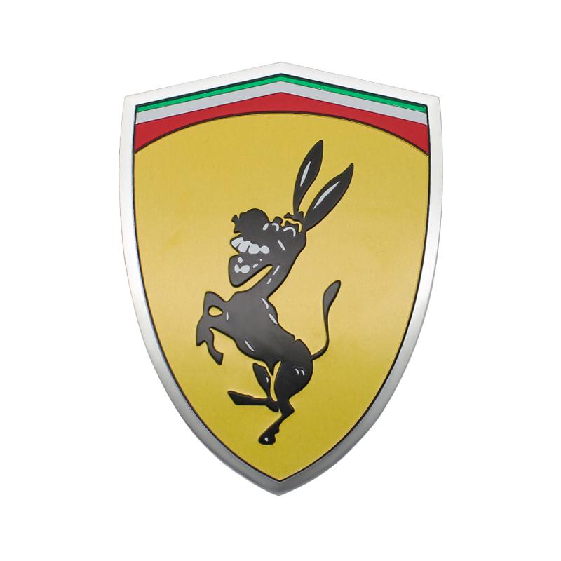 YRS3 1pcs 3D Car Styling Metal Sticker Car Logo Ferrari Donkey Badge Emblem Dekoration Stickers For Ferrari Tools Auto Accessories