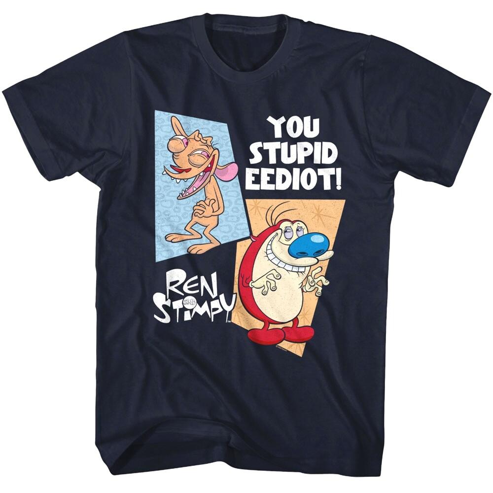 Ren and Stimpy You Stupid Eediot Men T Shirt S