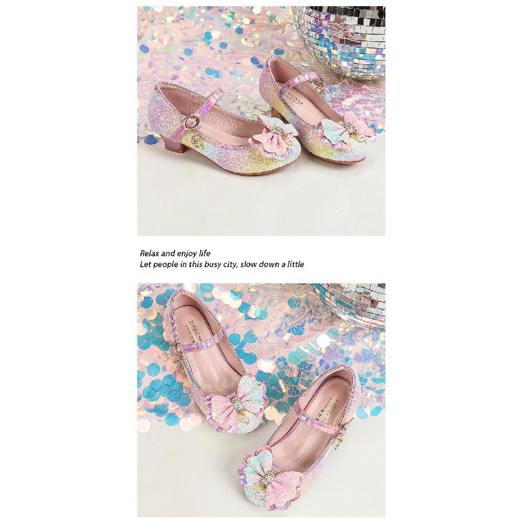 Super Feenhafte Mädchen Lederschuhe Modische Wunderschöne Farbverlauf Prinzessin Schuhe Britischer Prinzessinnen Stil Kristallschuhe Farbverlauf Mädchenschuhe