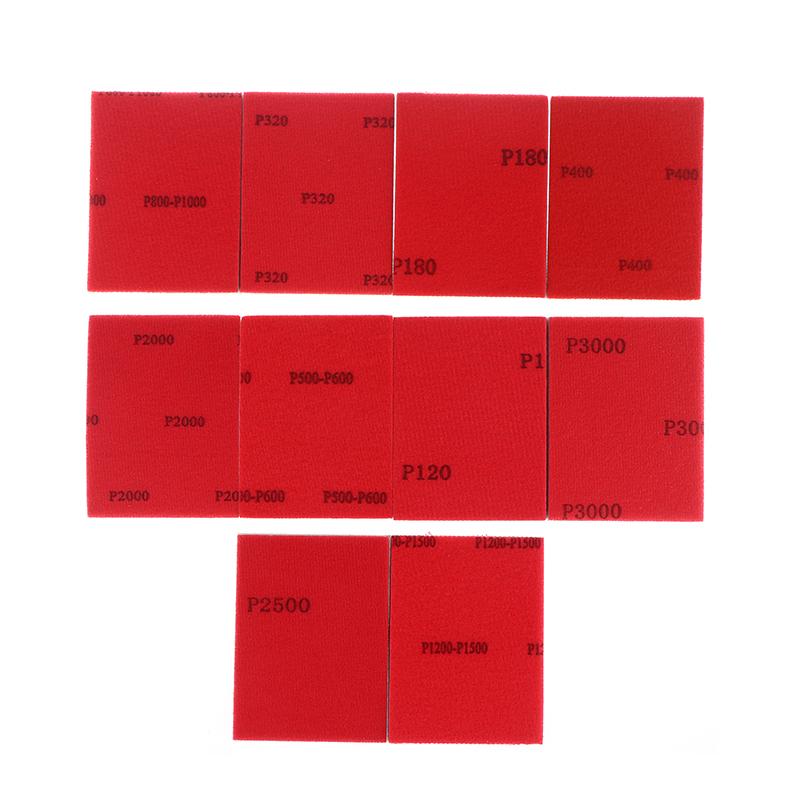 10 stk 75*100 mm Ultrafine Våt/Tørr Slipe svampblokker Assortert Korn 120-3000 Vaskbar Gjenbrukbar For Polering Slipeskiver