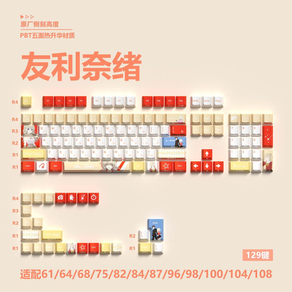 Miyu 129-Key OEM Profile Keycaps - Side-Engraved, Translucent, 5-Side Thermal Sublimation, PBT, for Custom Mechanical Keyboards