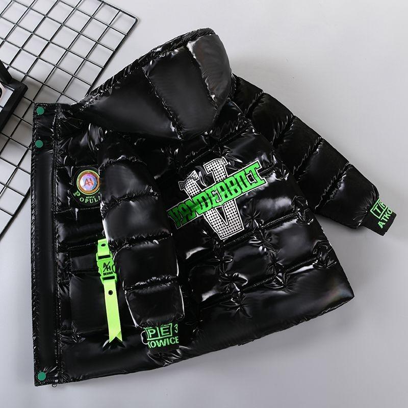 Down Cotton Jacket Boys Thick Short Section Bright Children's Clothing Plush Velvet Warm Padded Coat for Kids