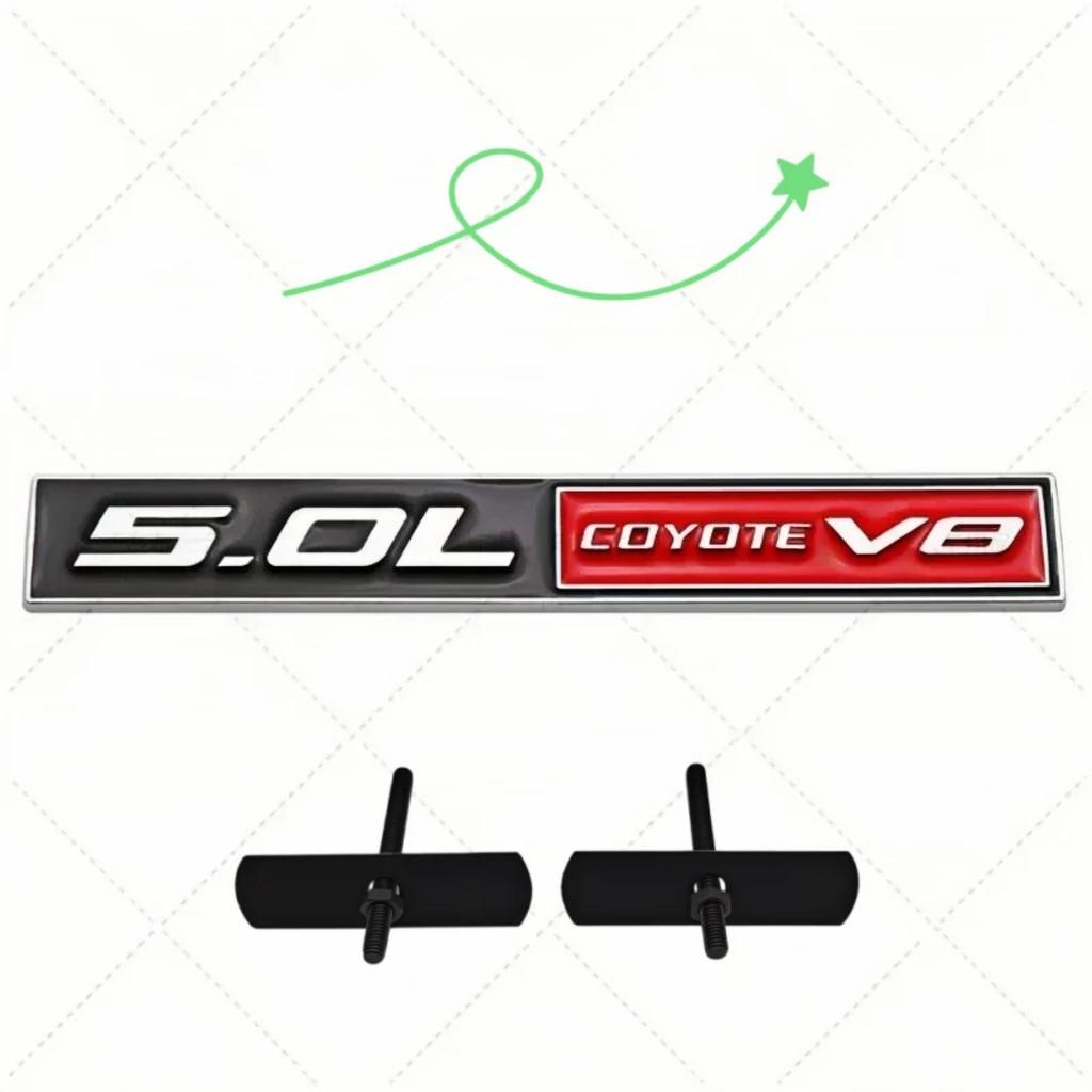 3D Metal 5.0 V8 Badge Sticker Rear Trunk Side Fender Emblem Decal