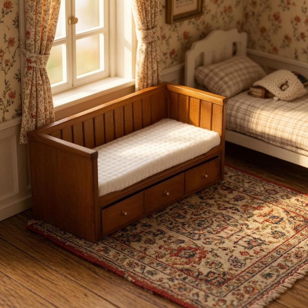 1 12 Scale Miniature Bed for Dollhouse Wooden Bedroom Furniture Decor Classic