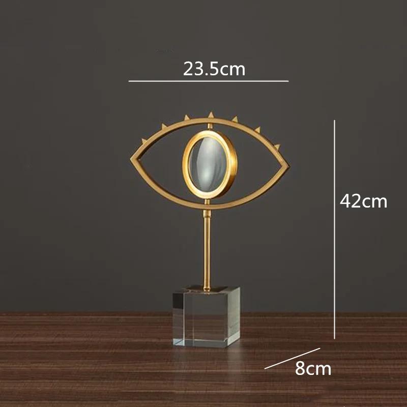 Creative Golden Metal Eyes Magnifying Glass Crafts Ornaments Crystal Glass Base Transparent Fun Desktop Modern Home Decoration