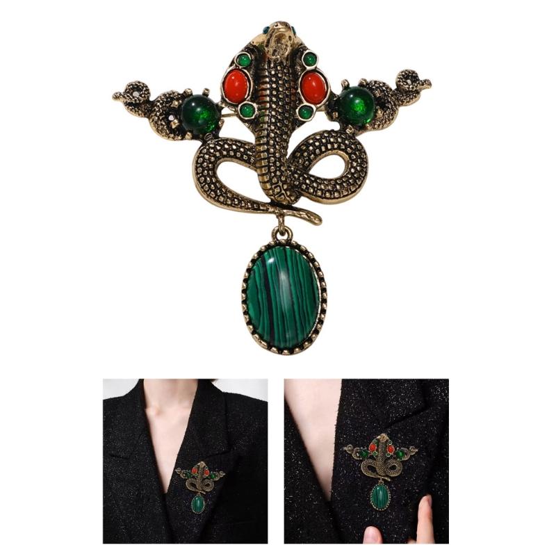 Fashionable Indian Snake Enamel Lapel Pin with Dripping Oil Designs Contrast Accessory for Party Supplies Costumes