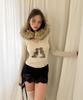 HETIT Fur Trim Balaclava (Dot Beige)