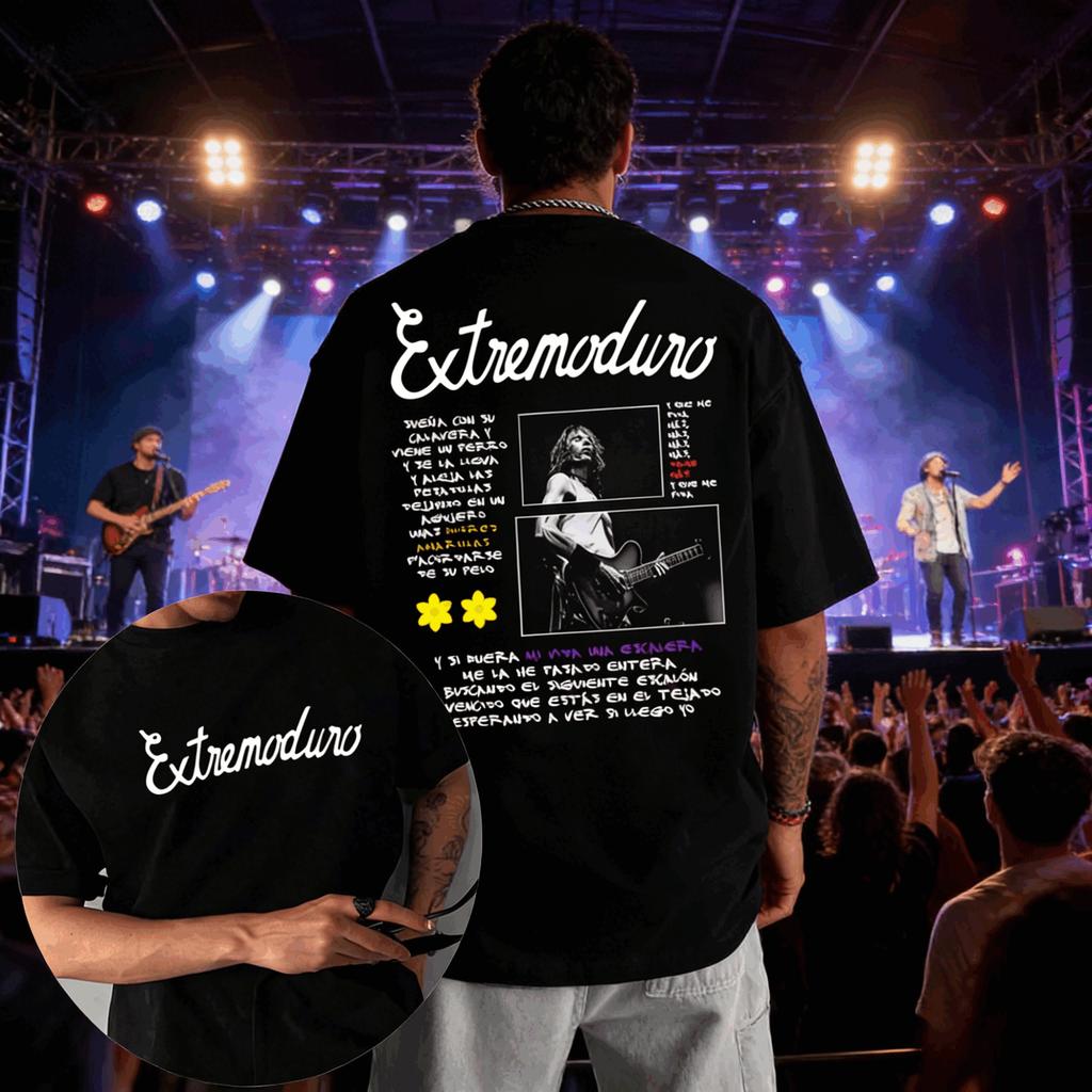 Mens Vintage Rock Band Concert Graphic T Shirt Oversized Streetwear Black Cotton Short Sleeve Tee