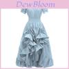 Vintage Renaissance Square Neck Short Sleeve Dress Medieval Pastoral Cosplay Dress