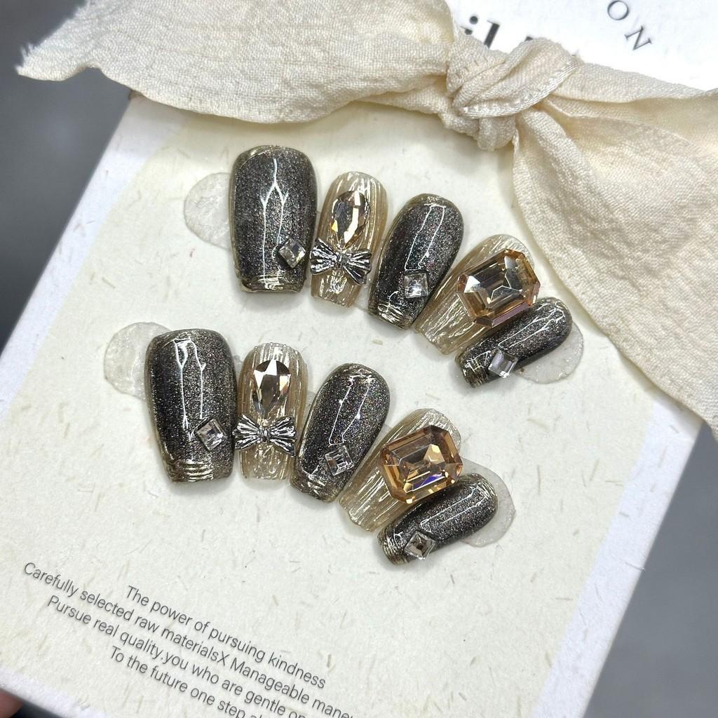 Wearing Nail Handmade Black Cat Eye Metal Explosive Flashing Nail Wearable