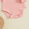 Autumn Fashion Newborn Baby Girls Clothing Set Solid Color Long Sleeve Ribbed Romper with Floral Print Overalls 2Pcs Outfit
