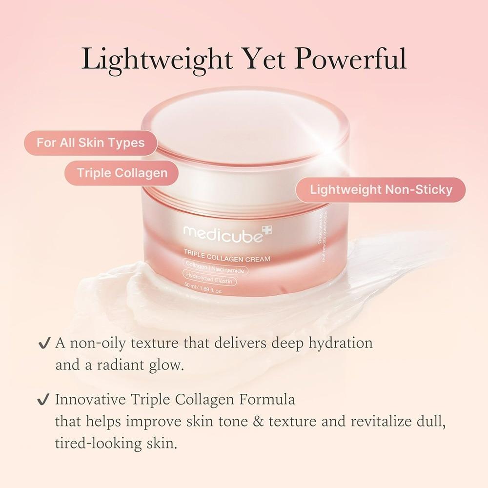 MEDICUBE Triple Collagen Cream 4.0, 50ml with Collagen, Niacinamide, Elastin, Hydrating Firming Anti-Wrinkle Face Cream