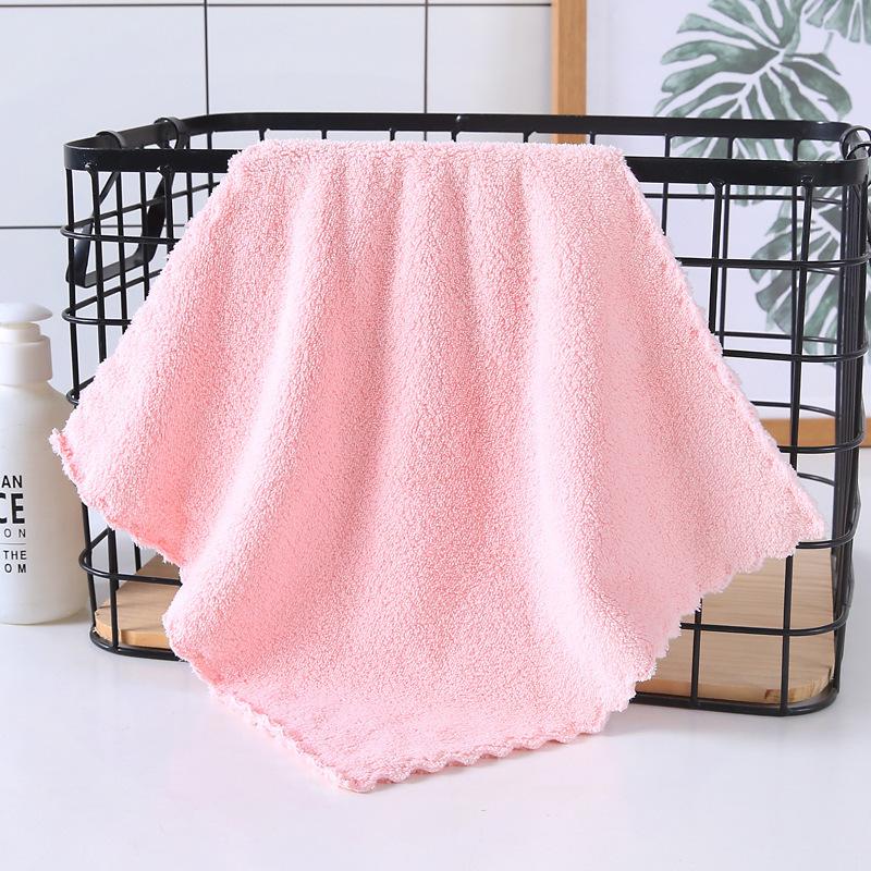 Soft High-Density Coral Fleece Towel - Small, Absorbent, Thickened, Plain Color Kitchen Dishcloth 30x30cm