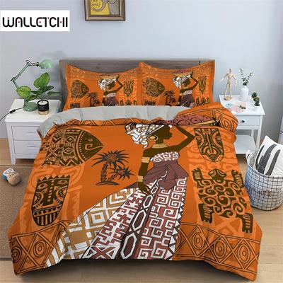 Funda Nórdica Tema Mujer Africana para Mujeres Niños Microfibra Exótica Funda de Edredón Étnica Afro Juego de Cama Decoración de Habitación