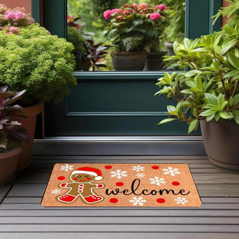 Teddy bear flannel floor mat, non-slip washable farmhouse style, suitable for indoor and outdoor use.