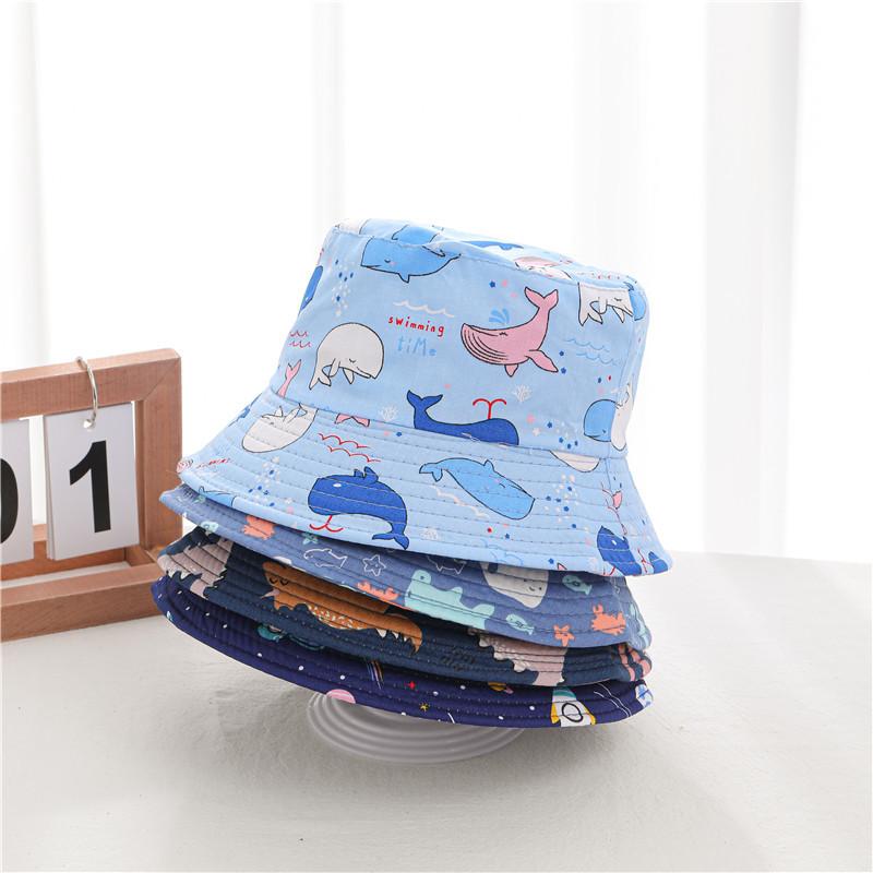 Korean-style Children's Hat, New Summer Model, Sun-shading Graffiti Wide-brimmed Fisherman Hat for Boys and Girls, Baby Sun Hat