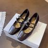 BEIJIANI 5318-6 Retro French Soft Mary Jane Shoes - Women’s Chunky Heel, Square Toe