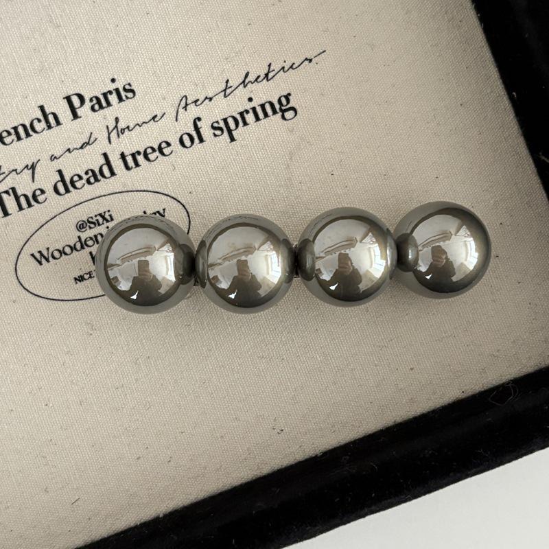 French Chic Pearl Hair Clip: Versatile, High-End, Glossy Shell Design серый
