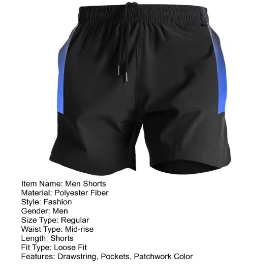 Herreshorts Fargeblokkdesign Elastisk midje Hurtigtørkende Allsidig Bredt ben Sport Treningsshorts Daglig bruk