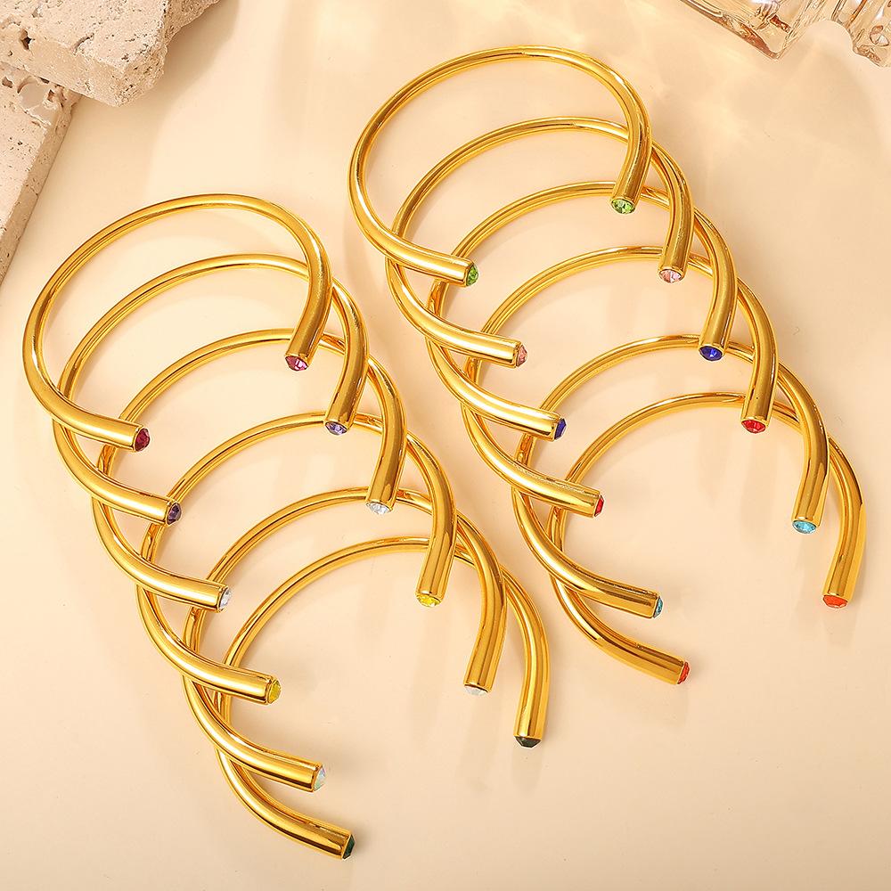 Multi-colored gemstone open bracelet light luxury minimalist color diamond temperament women's bracelet