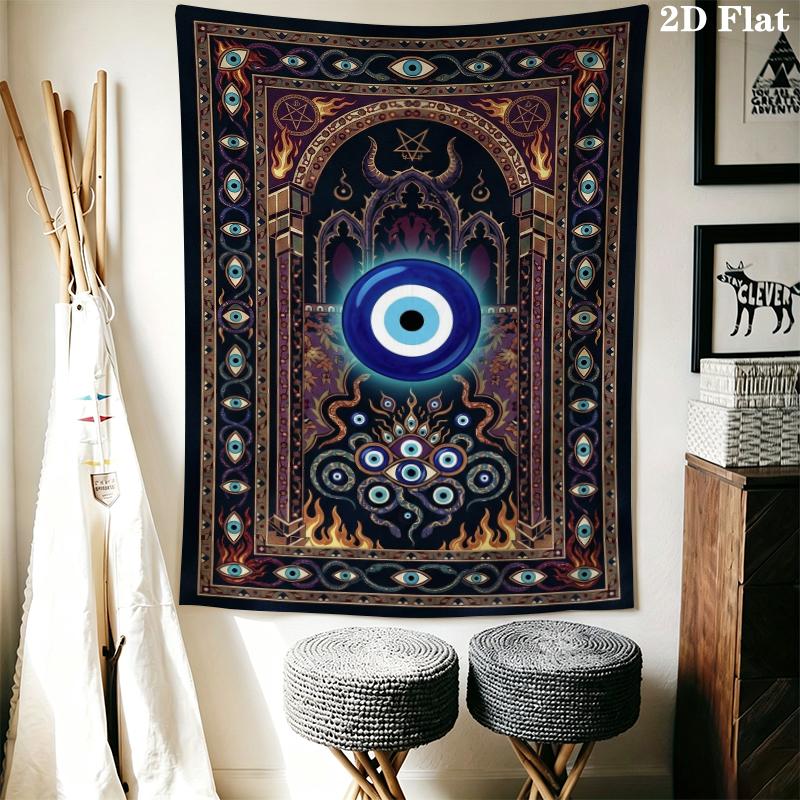 Böser Blick Wandteppich Ästhetisches Wandbehang Gedruckter Stoffdecke Dekorative Wandteppiche für Schlafzimmer Wohnzimmer Heimdekoration