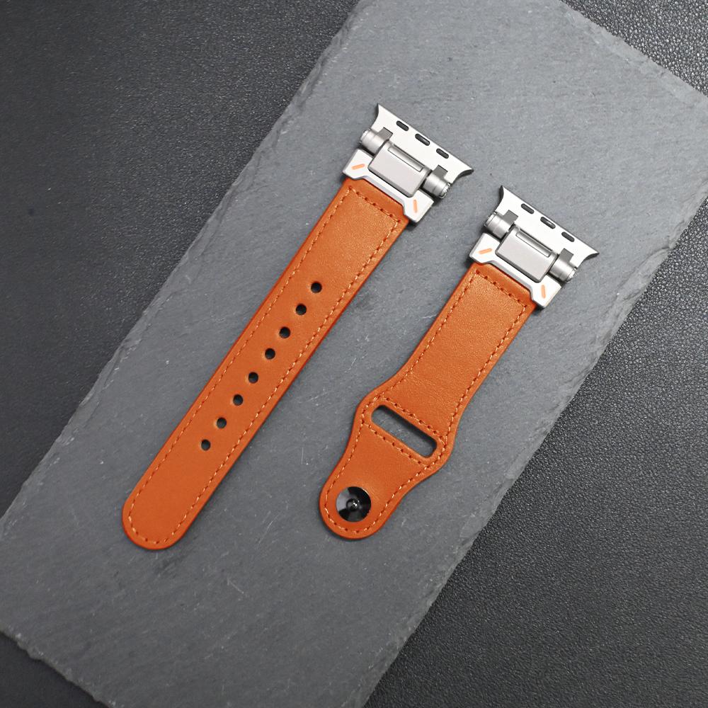 Luxury Leather Strap for Apple Watch Ultra 3 2 49mm 46mm 45mm 44mm Correa Men Loop Bracelet Iwatch Series 11 10 9 8 7 6 5 4 SE 3