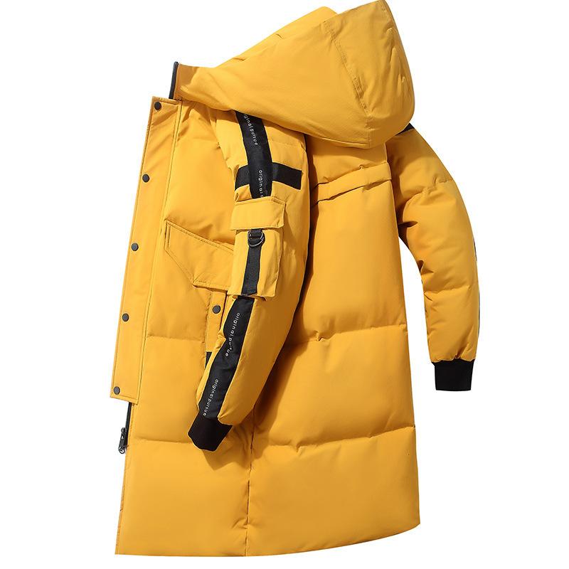 Piumino da Uomo di Media Lunghezza Stile Tooling Versione Coreana con Fettuccia Ispessita Abbigliamento Invernale