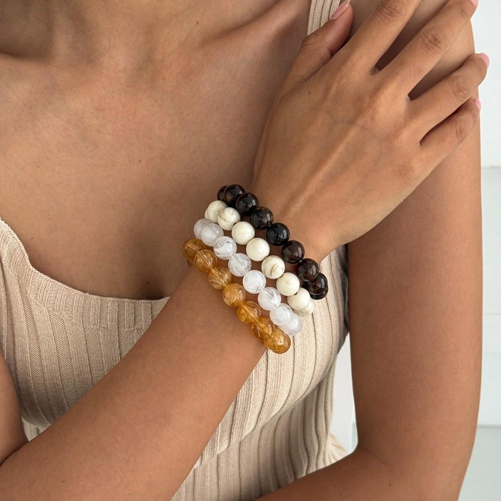 4Pcs Stackable Beads Bracelet Set Multicolor Cuff Bracelet Set New Round Bangles  Women
