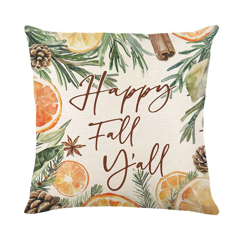 Pillow Cover Autumn Plant Print Linen Pillow Cover Living Room Sofa Cushion Cover Home Decoration
