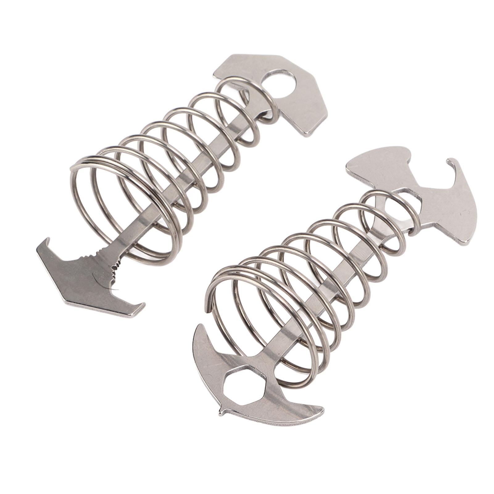 

2Pcs Anti Trip Deck Tie Down Anchor Fish Bone Shape Wind Rope Tightener Tensioner with Spring for Outdoor Camping